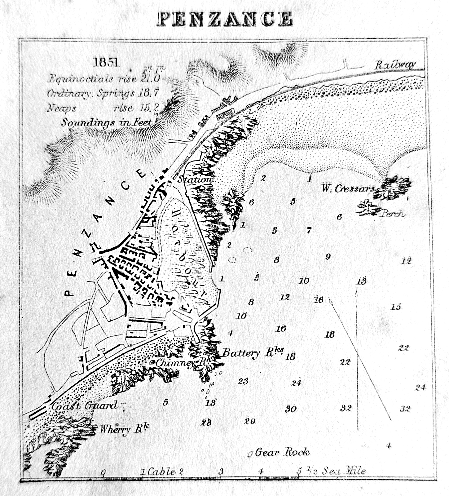 Penzance map, 1851