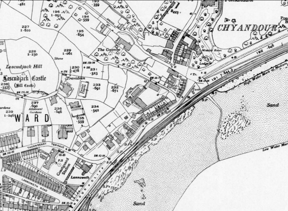 Ordnance Survey map Penzance circa 1936